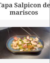 Aliño de picadillo gambas cebolla tomate pulpo aliñado